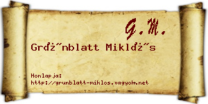 Grünblatt Miklós névjegykártya